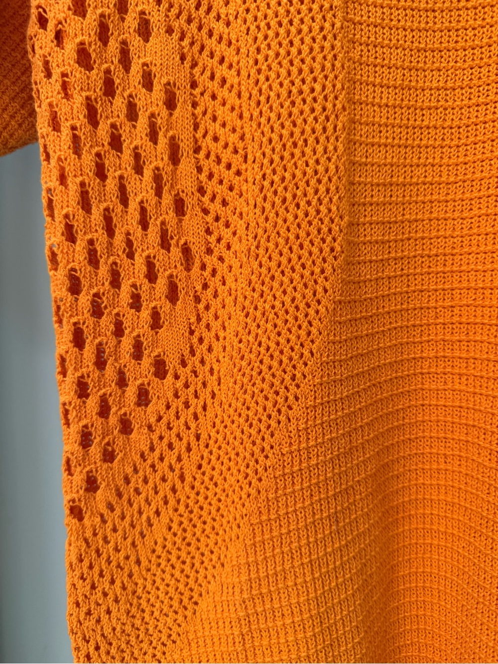 Medium Vibrant Orange Crochet Knit Mini Dress Cotton Mod Summer Beach Festival - Picture 10 of 16